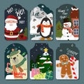 A set of Christmas gift tags with decorative elements. Christmas theme, postcards, printing. Mini postcards for New Year Royalty Free Stock Photo