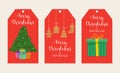 Set of Christmas gift tags. Merry Christmas and New Year label tag set Royalty Free Stock Photo