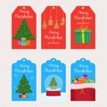 Set of Christmas gift tags. Merry Christmas and New Year label tag set Royalty Free Stock Photo