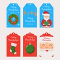 Set of Christmas gift tags. Merry Christmas and New Year label tag set Royalty Free Stock Photo