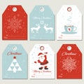 Set Christmas gift tags in retro style Royalty Free Stock Photo