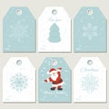 Set Christmas gift tags with snowflakes in retro style Royalty Free Stock Photo