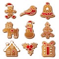 Set of Christmas ginger breads illustration for Royalty Free Stock Photo
