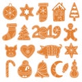 Set of Christmas gingerbread cookies figures Royalty Free Stock Photo