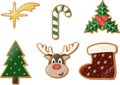 Set of Christmas gingerbread cookies icons Royalty Free Stock Photo