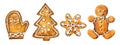 Set of Christmas gingerbread cookies using sketch technique