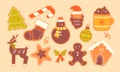 Set of 13 Christmas gingerbread men Royalty Free Stock Photo