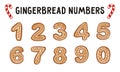 Set of Christmas gingerbread numbers. Festive figures f Royalty Free Stock Photo