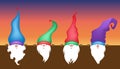 Set of Christmas Gnome, Scandinavian Nordic Gnome, Cute Christmas Santa Gnome Elf. Vector Illustration isolated on colorful Royalty Free Stock Photo