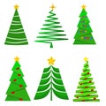 Set of Christmas Green Tree Fir Anstract with Star