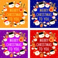 Set of Colorful Christmas Greeting Cards Illustration Royalty Free Stock Photo