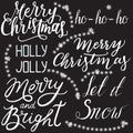 Set of Christmas hand-label design on a black background. Vector Royalty Free Stock Photo