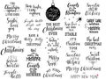 Set of 25 christmas hand lettering quotes to greeting card, banner, poster, calligraphy vector illustration Royalty Free Stock Photo