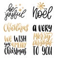 Set of Christmas hand lettering.Vector New Year calligraphic illustrations.Happy Holidays greeting card concepts,poster.