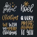 Set of Christmas hand lettering.Vector New Year calligraphic illustrations.Happy Holidays greeting card concepts,poster.