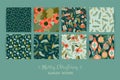 Set of Christmas and Happy New Year seamless patterns.