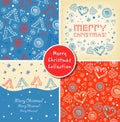 Set of Christmas holiday banners. Collection of Christmas cute elements, backgrounds, patterns.