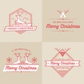 Set of Christmas and Holiday Decoration Badges, banners, Labels Vector Set Royalty Free Stock Photo