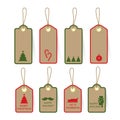 Set of Christmas Holiday Labels paper Tag Xmas gift card Royalty Free Stock Photo