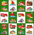 Big Set of Christmas Discounts Vector Illustration