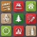 Set of christmas icons in flat style Royalty Free Stock Photo