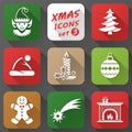 Set of christmas icons in flat style