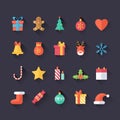 Set of Christmas Icons Isolated. Flat Style with Long Shadows. Modern Trendy Design. Royalty Free Stock Photo