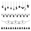 Set of christmas icons, christmas-tree decorations, patterns for greeting cards, flat vector illustration Royalty Free Stock Photo