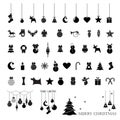 Set of christmas icons, christmas-tree decorations, patterns for greeting cards, flat vector illustration Royalty Free Stock Photo