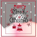 Set of christmas icons in line style, trendy colors, happy newyear Royalty Free Stock Photo