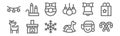 Set of 12 christmas icons. outline thin line icons such as candy cane, rocking horse, fire place, bell, christmas wreath, candle