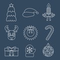 Set of Christmas icons outline. Vector