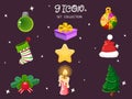 Set of Christmas icons. Symbol of happy new year. Can be used for printed materials - leaflets, posters, business cards or for web Royalty Free Stock Photo