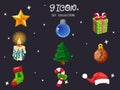 Set of Christmas icons. Symbol of happy new year. Can be used for printed materials - leaflets, posters, business cards or for web Royalty Free Stock Photo
