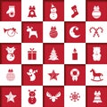 Set of christmas icons, christmas-tree decorations, patterns for greeting cards, flat vector illustration Royalty Free Stock Photo