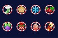 Set Christmas icons. Vector New Year decoration. Illustration of Xmas festive Christmas isolated symbols. Royalty Free Stock Photo