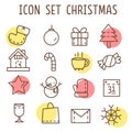 Set of christmas' icons on white background