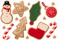 Set of christmas illustrations of gingerbread cookies