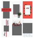 Set of christmas instagram stories templates in doodle style. Christmas and winter holiday photoframe for bloggers.