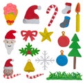 Set of Christmas item or object made from colorful plasticine on white background Royalty Free Stock Photo