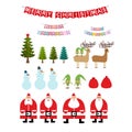 Set of Christmas items. Collection of New Years icons. Santa Cla Royalty Free Stock Photo