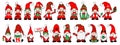 Set of 20 Christmas little gnomes on a white background. Merry Christmas Postcard with gnomes. Winter holiday vector illustration Royalty Free Stock Photo