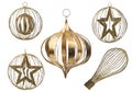 Set of Christmas Metal decorative elements isolated on white background,Clipping path included.