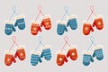 Set of Christmas mittens with ornaments, stickers. Decor elements, icons vector Royalty Free Stock Photo