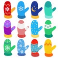 Set of Christmas mittens Royalty Free Stock Photo