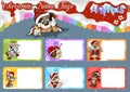 Set of Christmas Name Tags with Cute Animals in Santa Claus Costume