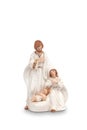 Set of Christmas nativity scene and angel figurines isolated on white background Royalty Free Stock Photo