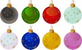 Set of Christmas and New Year balls decorated with golden stars Royalty Free Stock Photo