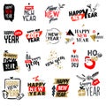 Set of Christmas and New Year flat design badges and labels. Royalty Free Stock Photo