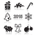 Set of christmas and new year flat icons